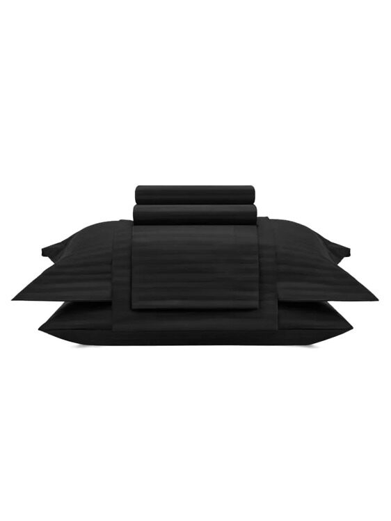 Постельное белье Arya Vip из Страйп Сатина Семейное 160x220 Черный