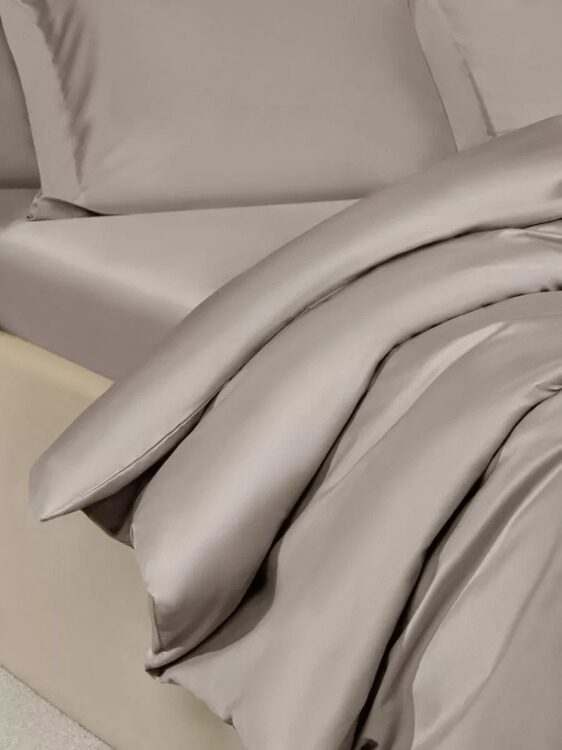Постельное белье Arya Vip из Oднотонного Сатина 2 Сп. 200x220 Светло-серый