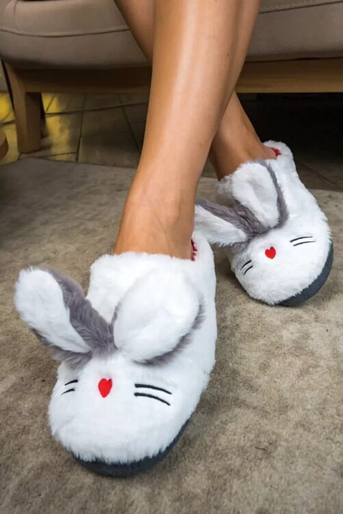 Женские домашние тапочки Arya из коллекции Pompom с ушками кролика в белом цвете