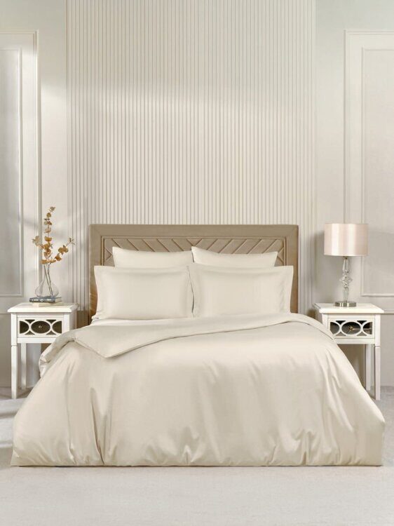 Постельное белье Arya Vip из Oднотонного Сатина 2 Сп. 200x220 Кремовый