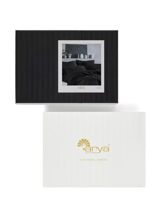 Постельное белье Arya Vip из Страйп Сатина Семейное 160x220 Черный