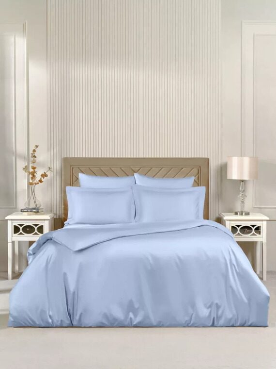 Постельное белье Arya Vip из Oднотонного Сатина 2 Сп. 200x220 Светло-синий