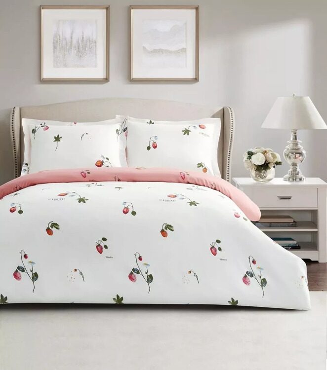 Постельное белье Arya Simple Living из Печатного Сатина Семейное 160x220 Rosette Розовый