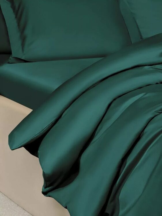 Постельное белье Arya Vip из Oднотонного Сатина 2 Сп. 200x220 Зеленый