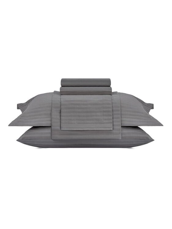 Постельное белье Arya Vip из Страйп Сатина Семейное 160x220 Серый
